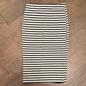 Peppermint Black and White Striped Pencil Skirt